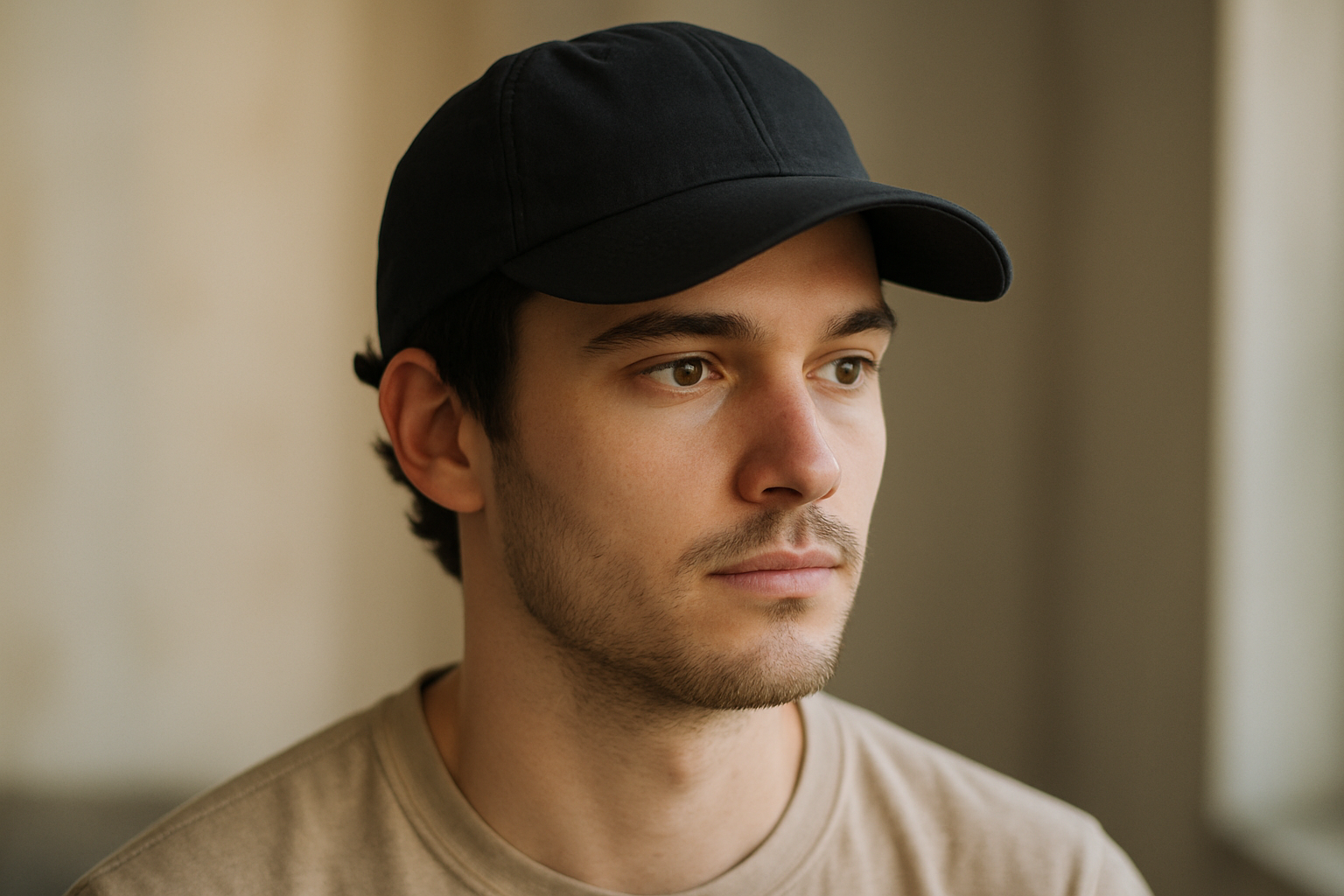 A young man wearing a casual baseball cap